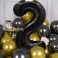 Aule 40 Inch Big Black 2 Balloon Number Large Foil Helium Number Balloons 0-9 Jumbo Giant Happy 2Nd Birthday Party Decorations F