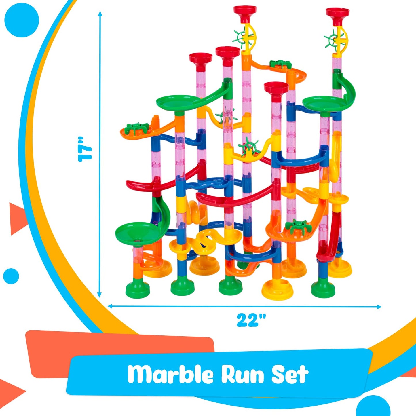 Lovestown 133Pcs Marble Run Set, Kids Construction Building Blocks Toys With 30 Plastic Marbles, Stem Educational Toys, Birthday Party Gifts For Kids, Maze Track Easter Toys, Parent-Child Game Toy