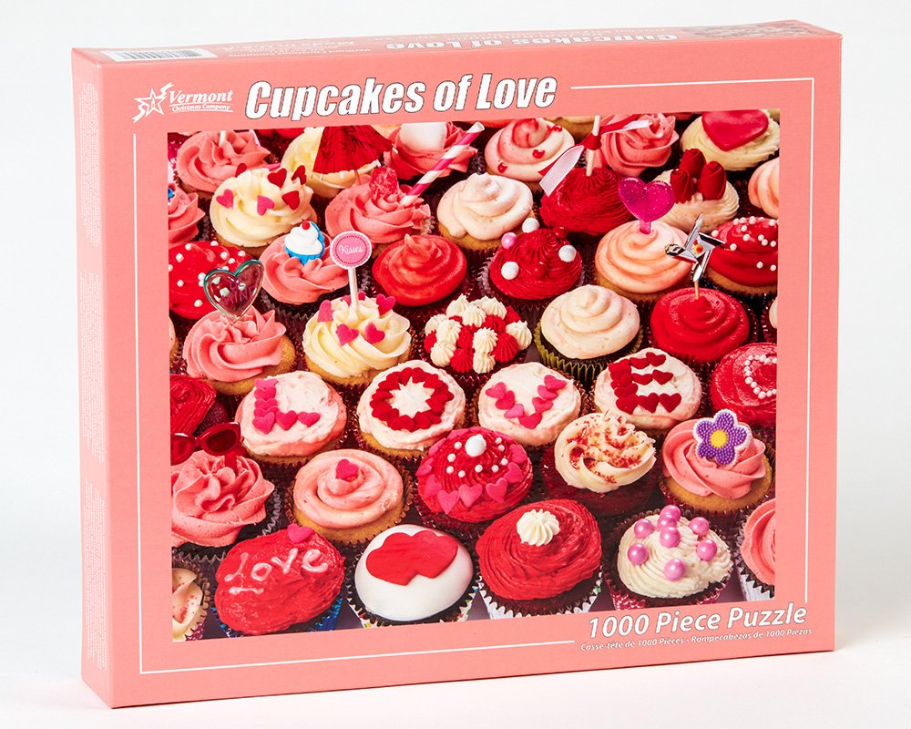 Vermont Christmas Company 1000 Piece Cupcakes of Love Jigsaw Puzzle - Puzzle Board, VC137