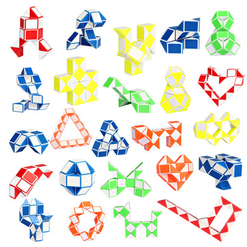 Ganowo 24 Pack Fidget Snake Cube  Mini Twist Puzzle Party Bag Fillers Bulk Toys for Kids Teens Birthday Stocking Stuffers Party Favors Supplies Goodie Bags Fillers  Random Colors