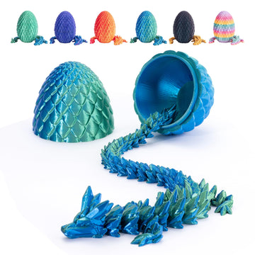 Mydethun 3D Printed Dragon 3D Printed Toy Egg with Dragon Inside  Fidget Toys for mature-themeds  Articulated Surprise Toys for Kids  Office Desk Decor  Fidgets for Kids (Azuron Sky Blue)  12