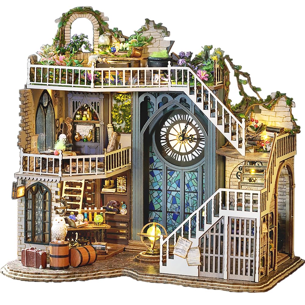 DIY Dollhouse Miniature Wooden Furniture Kit  Doll House Kit with Dust Proof Cover and Music Box  Mini Handmade Wooden Dollhouse Toys for mature-themed Gift (M2011)