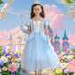 Itvti Princess Cinderella Costume For Girls Kids Cosplay Dress Carnival Halloween Party Outfit, Blue, 4-5 Years
