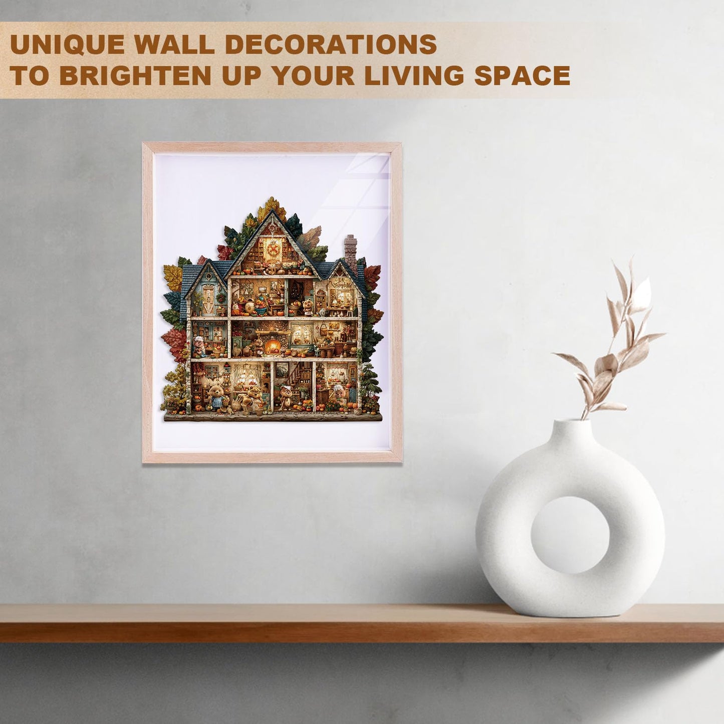 SECOGM Wooden Puzzles for mature-themeds - Fall Bear Wood Puzzles mature-themed - Unique Animal Shape Wooden Jigsaw Puzzles for mature-themeds - Birthday Gifts for Puzzle Lovers  Family (8.1 * 8in-100 Pieces)