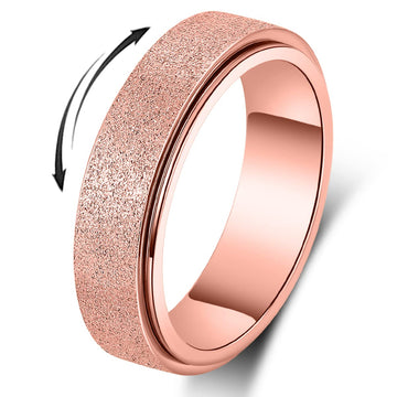 Amorartsky Spinner Ring For Anxiety Relief Fidget:Anxiety Ring For Women Men,Titanium Stainless Steel Spinner Ring,5 Colors,6Mm,Size 9,Sandblasted Finished Fidget Ring-Rose Gold
