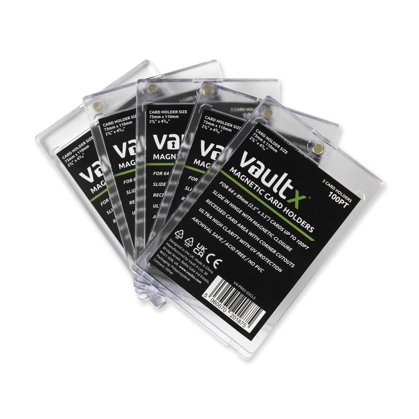 Vault X Magnetic Card Holders 100Pt For Trading Cards, One Touch Hard Cases With Uv Protection, Clear Display For Collectible Ca