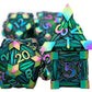 ORIFANTOU Metal DND Dice Set Dungeons and Dragons Dice with Box, Rainbow Green Debris D&D Dice RPG D and D Dice Role Playing Gam