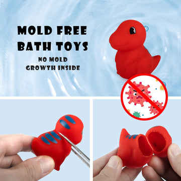 Ganowo 12Pcs No Hole Dinosaur Bath Toys For Toddlers 1-3, Mold Free Baby Bathtub Pool Water Toys For Dinosaur Party Favors Birthday Christmas Easter