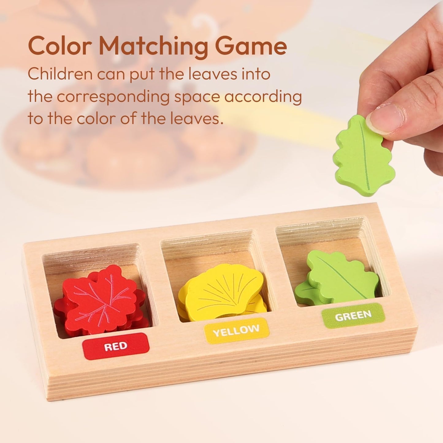 Woodtoe Montessori Toys For 3 4 5 6 Year Old, Pumpkin Picking Magnetic Leaves Tree Toy, Toddler Fine Motor Skill Toy, Wooden Sen