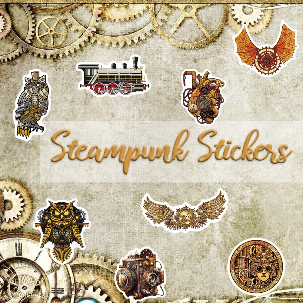 Steampunk Stickers For Laptop Steampunk Stickers For Water Bottles Waterproof Antique Steampunk Stickers Pack (75 Pcs)