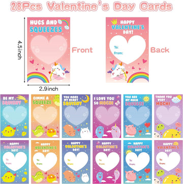 Haooryx Valentine'S Day Cards With Mochi Toys Glow In The Dark Squeeze Mochi Toys Mini Kawaii Animals Stress Relief Anxiety Toys