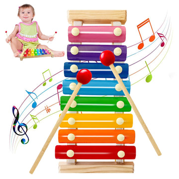 Wooden Xylophone For Kids,Toddler Xylophone Toy With 2 Child Safe Mallets,8 Diatonic Keys Musical Instruments For Preschoolers E