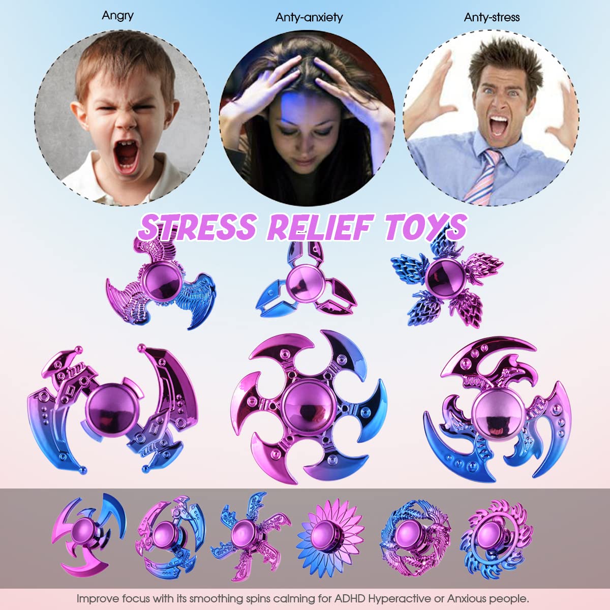 Jawhock 12 Pack Plastic Fidget Spinners|High Speed Hand Spinners For Kids Adults|Stress Anxiety Relief Fidget Toys|Classroom Prizes|Party Favors