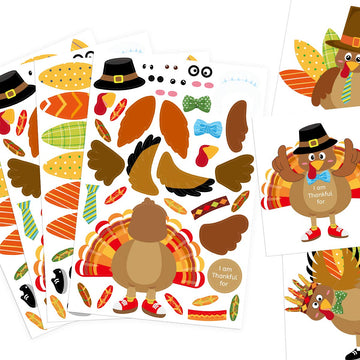 Make-A-Turkey Stickers Thanksgiving Crafts For Kids Make Your Own Turkey Craft Sets For Thanksgiving Party Favors Game Activities Supplies 20Pcs