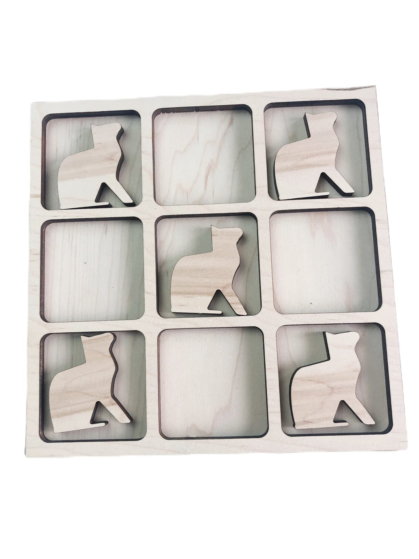 Animal Themed Tic Tac Toe Board Game, 5X5 Inches Unfinished Wood Diy Painting Craft Kit For Kids With Wooden Avtrboutique Cats A