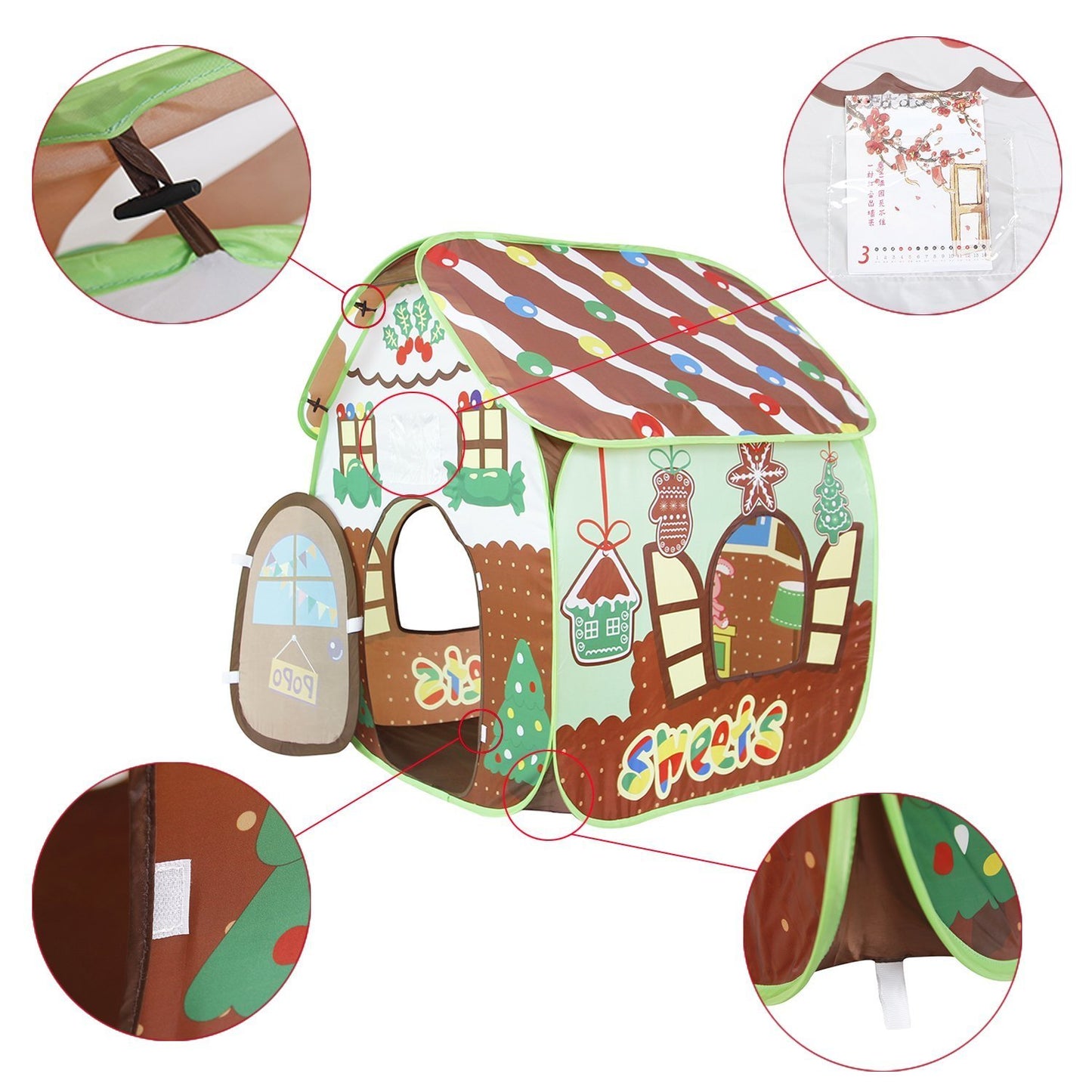 Homfu Play Tent For Kids For Indoor Outdoor Playhouse Boys Girls Child Gingerbread House