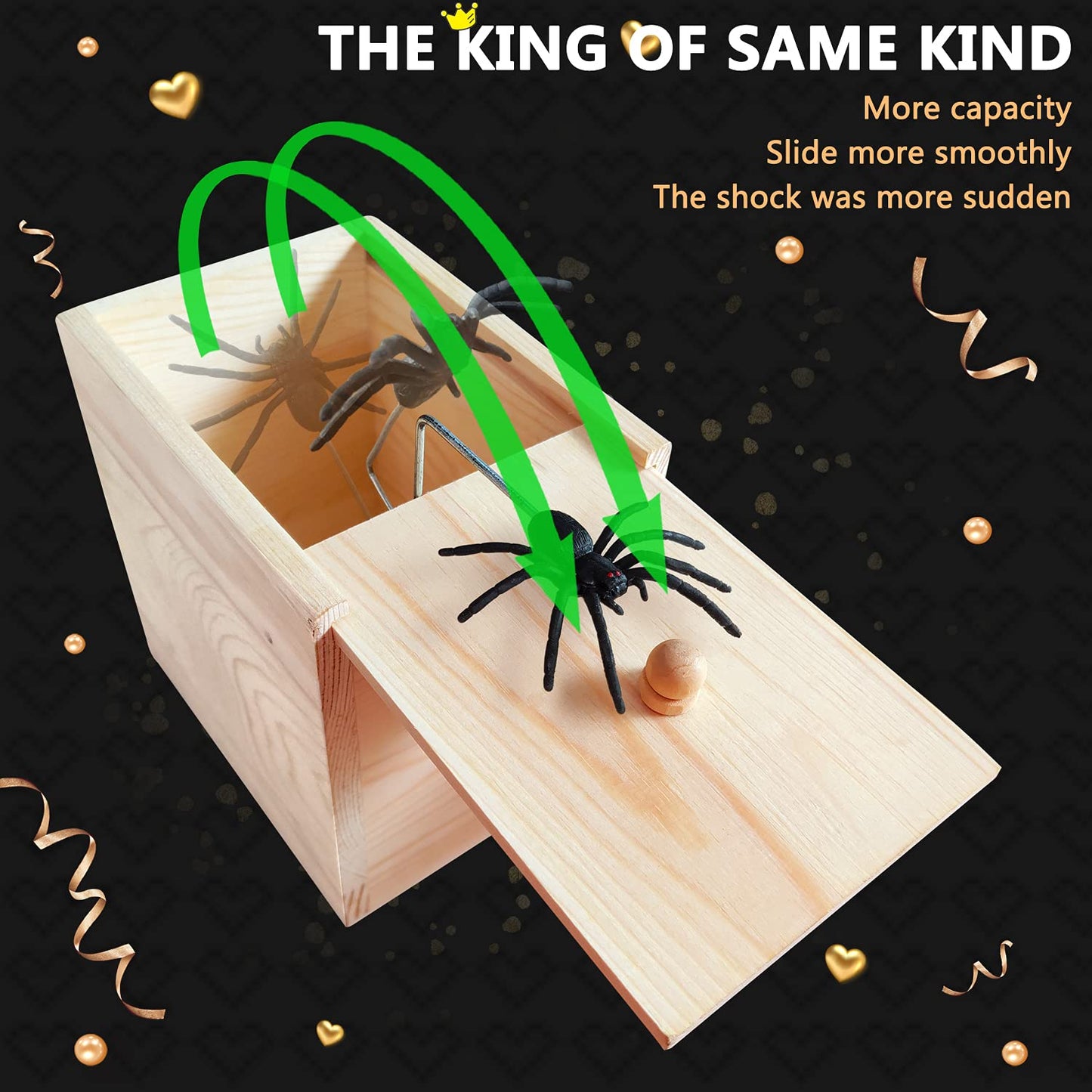 Giioasa Spider Prank Big Box,Wooden Surprise Box,Spider Money Surprise In A Box,Handmade Fun Practical Surprise Joke Boxes,Prank Stuff