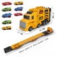 Veslier Race Car Track Toddlers Toys,Race Tracks for Kids with 3 Foldable Layer Car Race Track Playset,Transport Car Carrier & 8