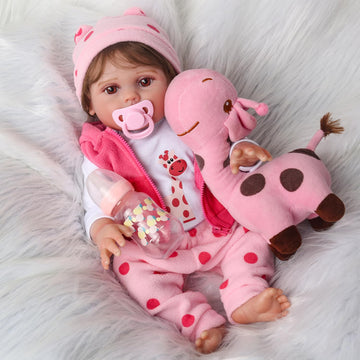 Charex Lifelike Reborn Baby Dolls, 18-Inch Silicone Baby Girl, Adorable Realistic Newborn Weighted Real Life Full Body Vinyl Doll Gift Set For Kids Age 3+