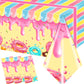 Grehumor 3Pcs Donut Party Tablecloth Fonut Grow Up Party Supplies Donut Theme Birthday Party Decorations Disposable Plastic Tabl