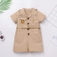 Wild One Birthday Outfit Girl Short Sleeve Khaki Safari Jumpsuit with Safari Hat Baby Safari Outfit Zookeeper Costume Jungle Saf