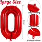 Red Number 0 Balloon 40 Inch, Big Large Foil Helium Number Balloons, Jumbo Giant Mylar Number 0 Balloons For Birthday Red Party