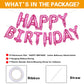 Accevo Pink Happy Birthday Banner - 16 Inch Mylar Foil Letters Balloons for Kids & Adults, Heart Pattern Decorations