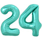 Toniful 40 Inch Large Teal Blue Number 24 Balloons Giant Digital 24 Or 42 Helium Balloons, Foil Mylar Big Number Balloons For 24