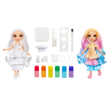 Rainbow High Watercolor & Create Fashion DIY Doll with Washable Watercolors + Tie-Dye Kit, Brown Eyes, Curled Hair, Bonus Top &