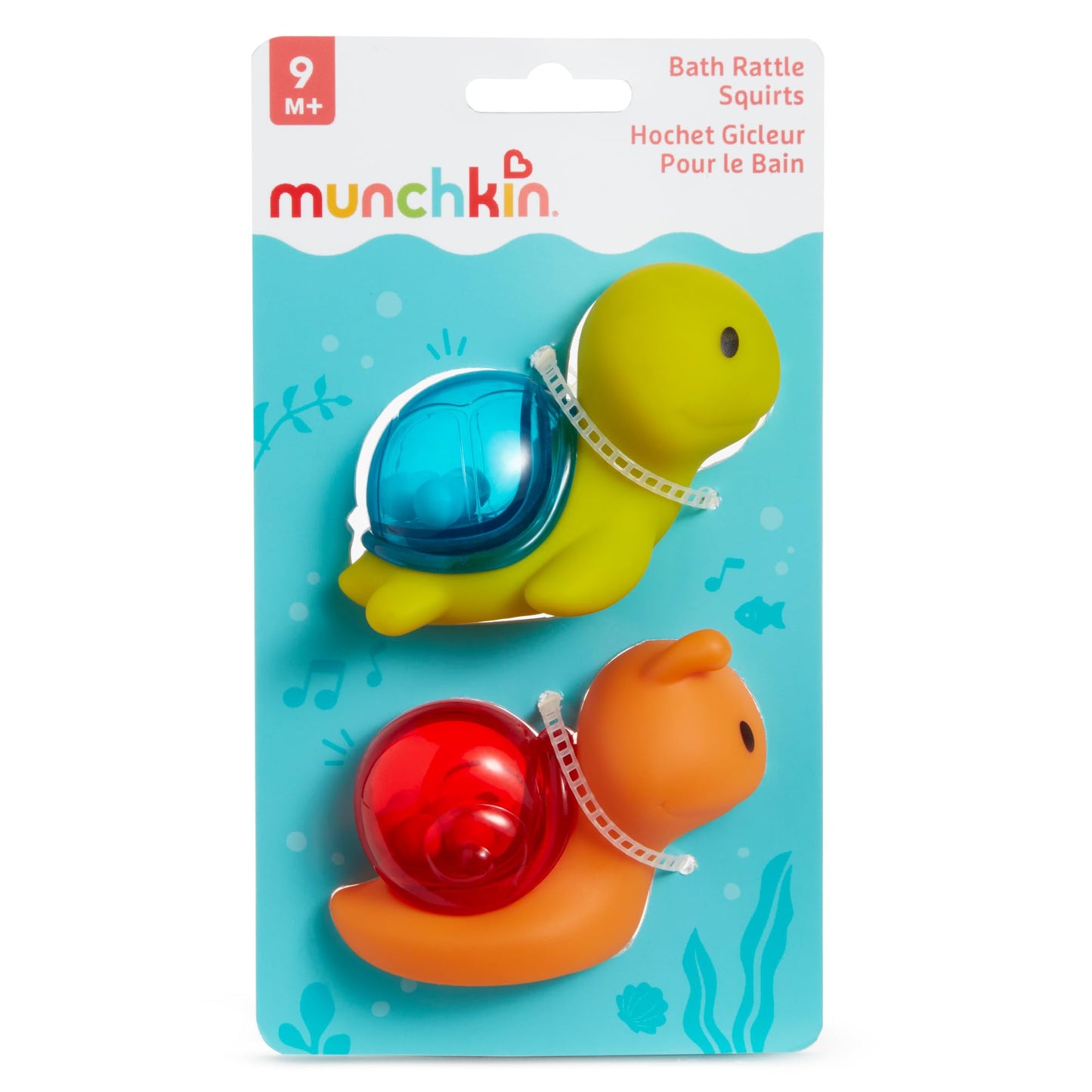 Munchkin® Rattle Squirts Bath Toy For Baby And Toddler, Turtle And Snail, 2 Pack
