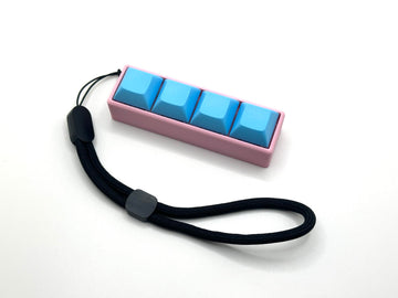 Four-Button Clicky Mechanical Switch Fidget Toy | Stim Toy, Stress Relief, Adhd (Pink Base, Baby Blue Keycaps)