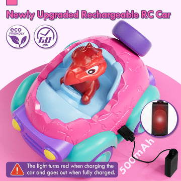 Lehoo Castle Remote Control Car for Toddlers, Toddler Girl Toys 2-3, Dinosaur Toys for Girls Ages 2-4 with Lights & Music, Toys