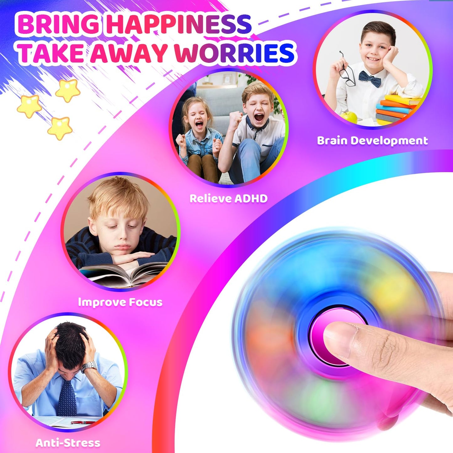 Pop Fidget Spinner  Fidget Spinners Bulk for Kids &mature-themeds - Party Toy Favors & Goodie Bag Stuffer for Autism ADHD  Treasure Box Toys for Classroom Stocking Stuffers