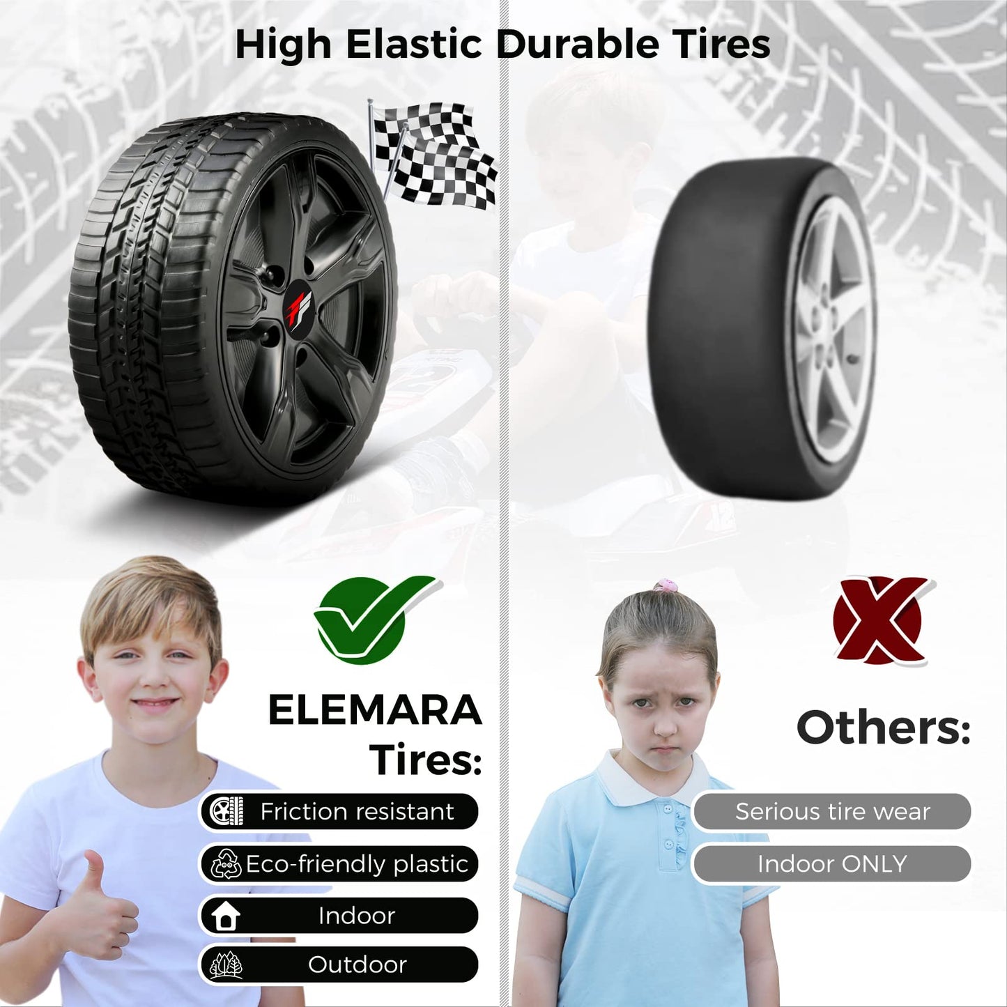 ELEMARA Electric Go Kart for Kids, 12V 2WD Battery Powered Ride On Cars with Parent Remote Control for Boys Girls,Vehicle Toy Gi