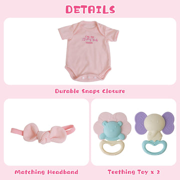 Ekokiz Reborn Baby Dolls Clothes Girl Pink Fashion Doll Clothes Baby Clothes 17-22 Inches Outfit Accessories Set For Lifelike Re