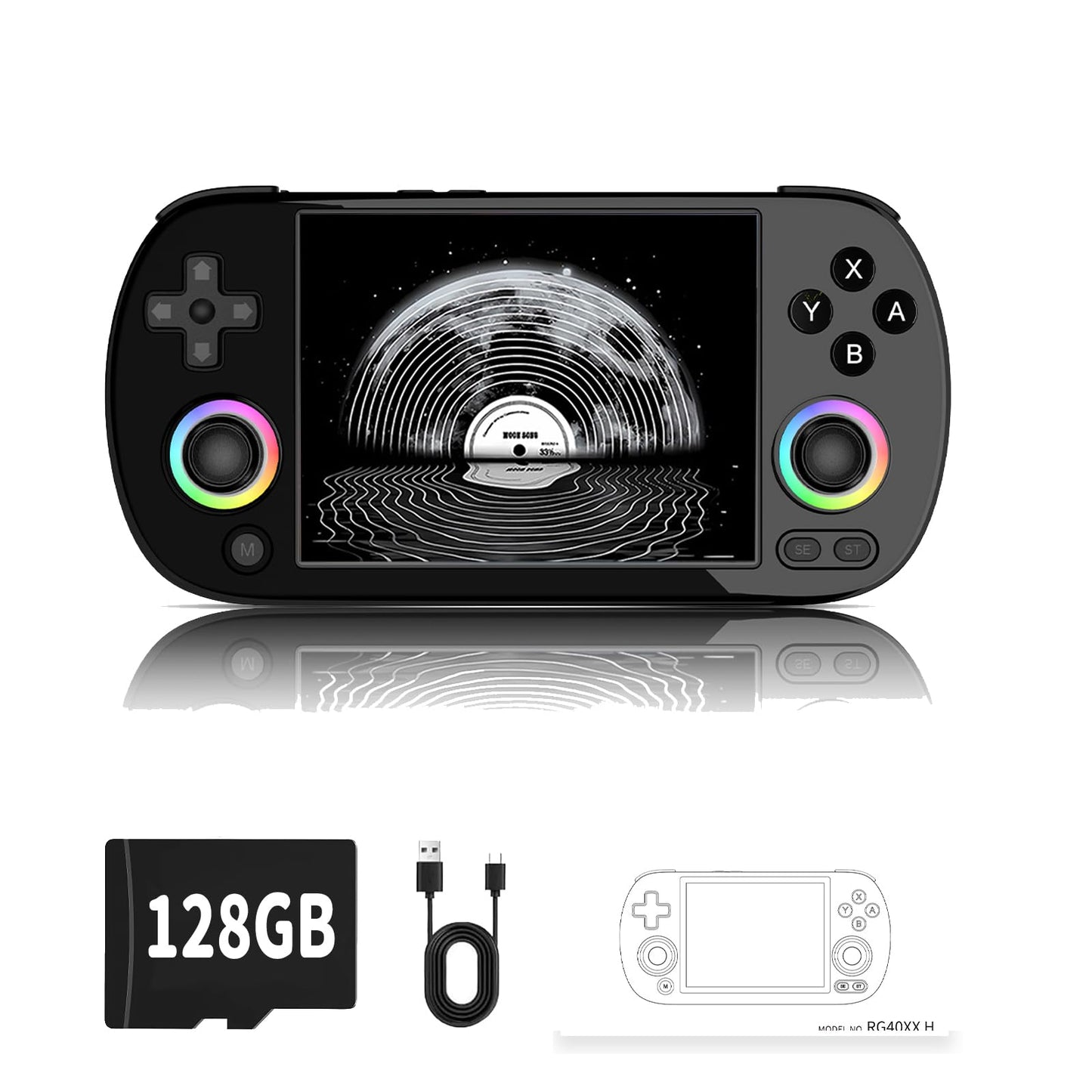 Rg40Xx H Retro Handheld Game Console,4.0 Inch Ips Screen Built-In 128Gb Tf Card Linux Ystem Games Consoles,With Rgb Colorful Joy