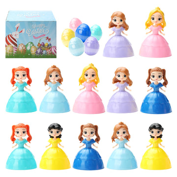 12Pcs Easter Egg Prefilled Princess Toys Easter Gifts For Kids Basket Stuffers Hunting Eggs Party Favor