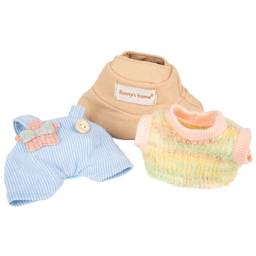 17cm Doll Clothes - Kawaii Chic Style Set for 17cm Dolls  Cute Doll Outfit with Accessories - Colorful T-Shirt + Star Light Blue Romper + Oatmeal Hat (NO Doll)