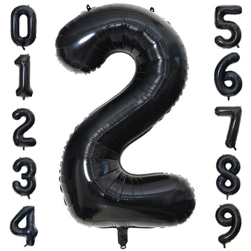 Paticool 40 Inch Black Number Balloon 2, Large Number Foil Balloons Mylar For Girl Boy Birthday Party Celebration Decorations Su