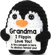 Grandma Gifts for Birthday Christmas, Handmade Crochet Mini Penguin Birthday Gift for Grandma from Granddaughter Grandson, Funny