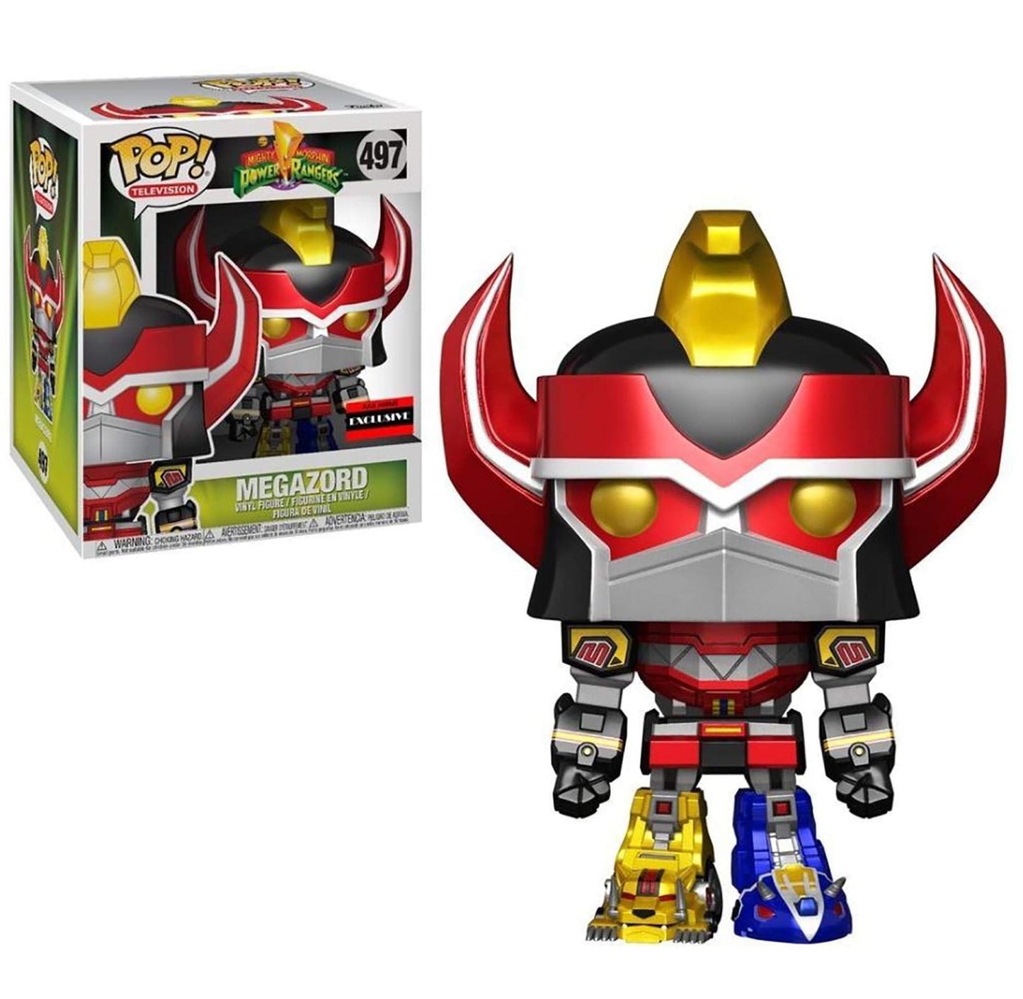 Funko Power Rangers Metallic Megazord Pop Vinyl Figure - 6" Metallic Silver - AAA Anime Exclusive - Model 889698265645