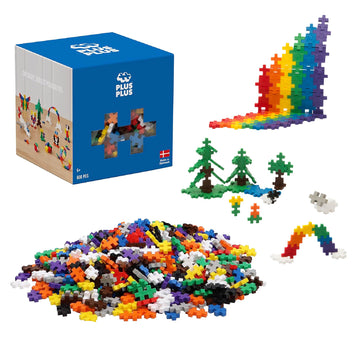 Plus Plus - Open Play Set - 600 Piece - Basic Color Mix, Construction Building Stem Toy, Interlocking Mini Puzzle Blocks For Kid