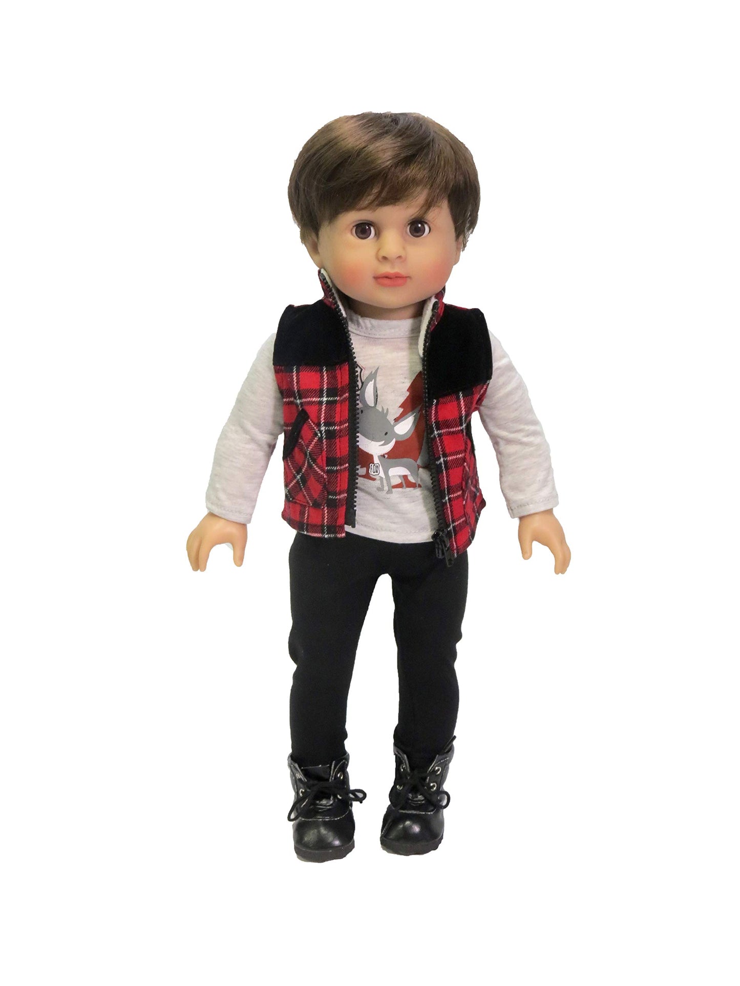 American Fashion World Boys Outdoorsy 3 Piece Vest and Pants Set for 18-Inch Dolls | enhanced Quality & Trendy Design | Dolls Clothes | Outfit Fashions for Dolls for Popular Brands