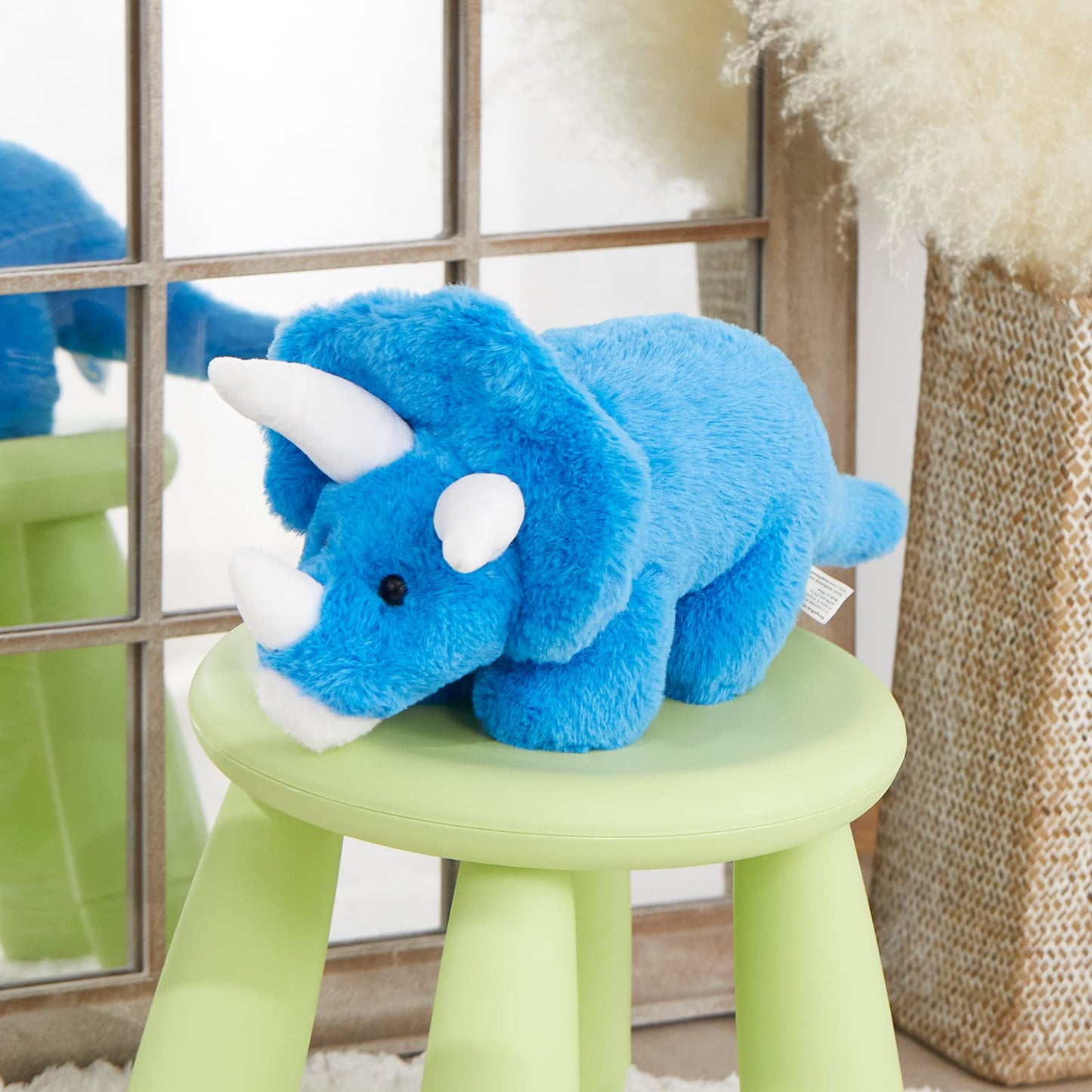 Glow Guards Musical Triceratops Plush Toy - 16'' LED Night Light, Soft Blue Dinosaur for Kids, Ideal Birthday Gift