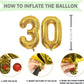 30Th Black Gold Birthday Party Decoration Sets 40 Inch Gold Giant Number Balloons With Birthday Banner Black Gold Balloon Arch G