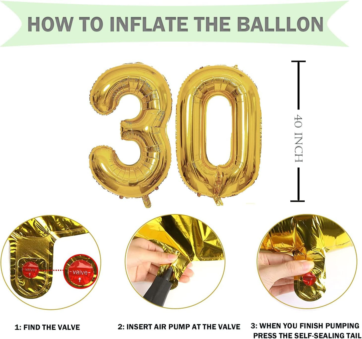 30Th Black Gold Birthday Party Decoration Sets 40 Inch Gold Giant Number Balloons With Birthday Banner Black Gold Balloon Arch G