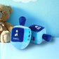 Aviv Judaica Plush Dreidel with Rattle - 6" Multi Blue, Embroidered Hebrew Letters - My First Chanukah Gift, Model DRD-PBW