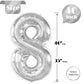 Silver 8 Balloon, Number Balloons 40 Inch, 8Th Birthday Decorations For Boys Girls, Silver Birthday Balloons, Silver Party Suppl