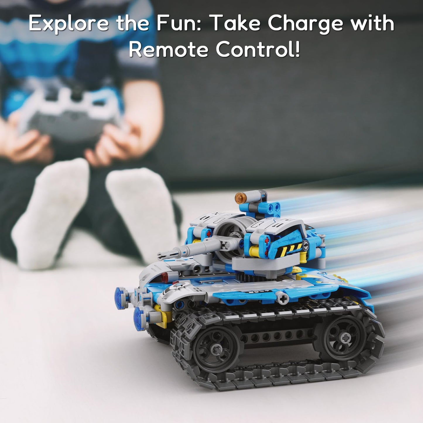 Mibido Robot Building Kit - 5-in-1 Remote Control STEM Toy for Kids, Ages 8-14, Medium to Large, Blue, Plastic, 488 Pieces