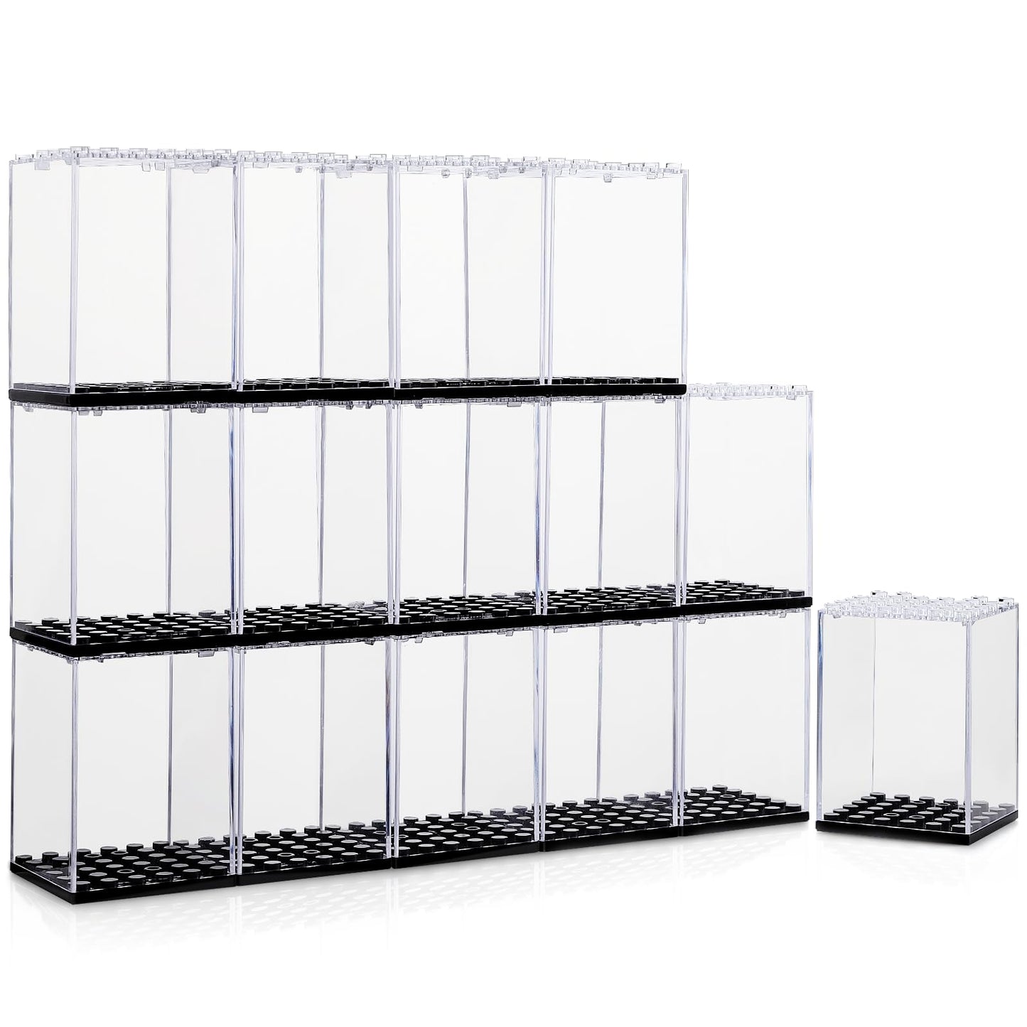 Pokiiulk 15 Pcs Minifigure Display Cases - Acrylic Display Box Fit For Minifig And Action Figures, Stackable Boxes For Figures C